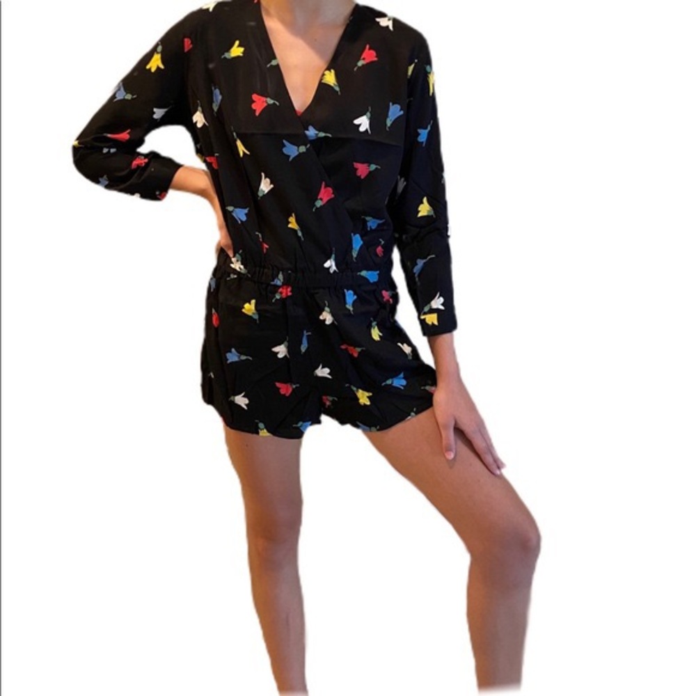 American Apparel Black Floral Romper